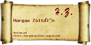 Hargas Zoltán névjegykártya