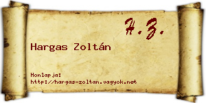 Hargas Zoltán névjegykártya